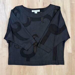 Nancy Johnson | Black Sheer Blouse | 100% Silk| Lagenlook, Arttowear| Small